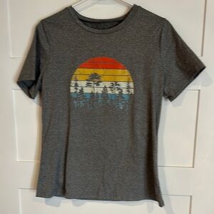 Gray T-Shirt with Vibrant Sunset Design